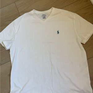 Polo by Ralph Lauren White V-Neck Tee with Blue Pony